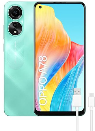 OPPO A78 Smartphone Libero, 8GB+128GB, Schermo OLED 6.5, Fotocamera 50+2+8MP, Android, Batteria 5000mAh, Ricarica Rapida 67W - Verde