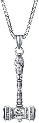 Yaumatea Halskette mit Wikingerrune, keltischem Kreuz, Thorshammer und Kompass, nordischer und keltischer Edelstahl-Anhänger an 61 cm langen Ketten, Geschenkschmuck für Männer und Frauen, 116