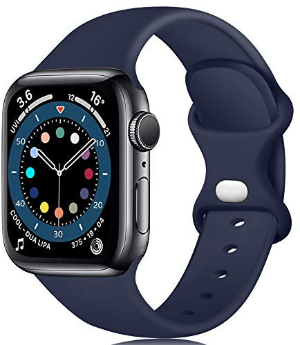 Epova Silicone Strap Compatible with Apple Watch Strap 44mm 42mm 45mm 46mm 49mm, Replacement Straps for Apple Watch Ultra/iWatch SE Series 10 9 8 7 6 5 4 3 2 1, Dark Blue, Large