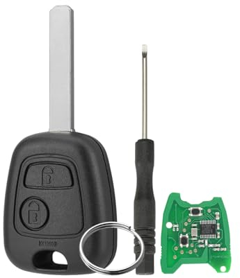 433Mhz 2 Tasten Auto-Fernbedienung für Peugeot Citroen Straight Remote Key 307 (VA2) Blade Remote mit Electronic 46 Chip mit Schraubendreher und Schlüsselring