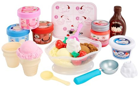 Little Tikes Creative Chefs Ice Cream Kit - Avec Sable Spécial Make-It ! Mix, 17 Accessoires, Ensemble de Jeu Réaliste, Pour Garçons et Filles de 3 Ans et Plus, NON COMESTIBLE