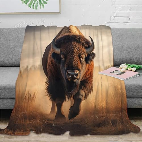 KeAan Bison Stier Decke Kuscheldecke Plüschdecke Printdesign Couchdecke MikrofaserDecke 50x60inch(127x152cm)