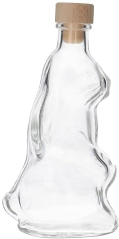 1x Glasflasche 'Hase' - 200 ml - Dekoflaschen, Glasflaschen mit Verschluss - Form: Hasenglas - Transparente Flasche - Glas - 1 Stück, 1 Stück