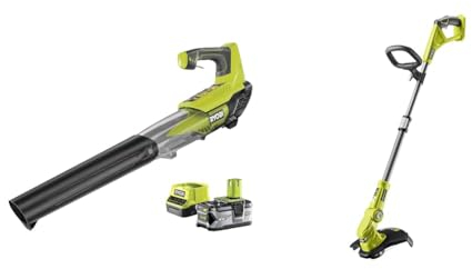 RYOBI - Souffleur sans Fil à Batterie 18V One+ (pour Feuilles Morte et Gazon) Turbo Jet & Coupe-Bordures/Dresse-Bordures 18 Volts One+ - Ø 25-30 cm (sans Batterie) - OLT1832