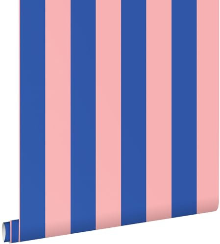 papier peint à rayures rose clair et bleu 0.53 x 10.05 m - ESTAhome