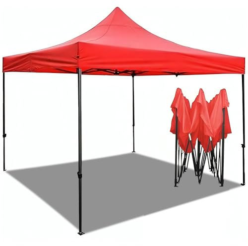 JupiterJX 2x2M Heavy Duty Pop Up Gazebo, Commercial Grade Waterproof Shelter Outdoor Camping Gazebo, Steel Frame | Sun Shade Canopy For Garden, Party, Beach (Red, 2x2m)