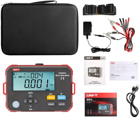 UNI-T UT620C+ Digitales DC-Niedrigwiderstandsmessgerät, Mikro-Ohmmeter, Widerstandstester für Kabel, Drähte/Spulen/Motoren, 0,001 mΩ ~ 300,0 kΩ