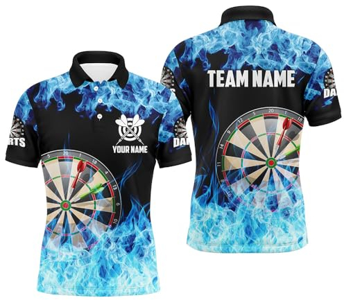 Blaues Feuer Dartboard Herren & Damen Darts Polo & Quarter-Zip Individuelle Darts-Shirts für Team Dart Trikots T1227