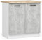 BDW - Küchenschrank - Schrank Küche mit Türen und Arbeitsplatte - Schrank 80 cm breit, 85 cm hoch - Küchenschränke Einzeln, Küchenmöbel Einzelteile (Weiss/Beton)