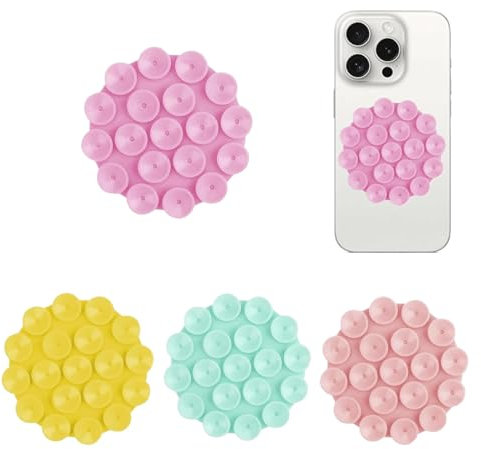 DAAIZIII 4 Stück Silikon Saugnapf Handy,Selbstklebende,Silikon-Saugnäpfe,Octobuddy Für Alle Handy-Modelle Selfies Und Videos, Glas Oder Spiegel
