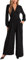 CUPSHE Womens Jumpsuit Plunging V Neck Long Puff Sleeve Overall Wide Leg Elegant Playsuit with Pockets Black M