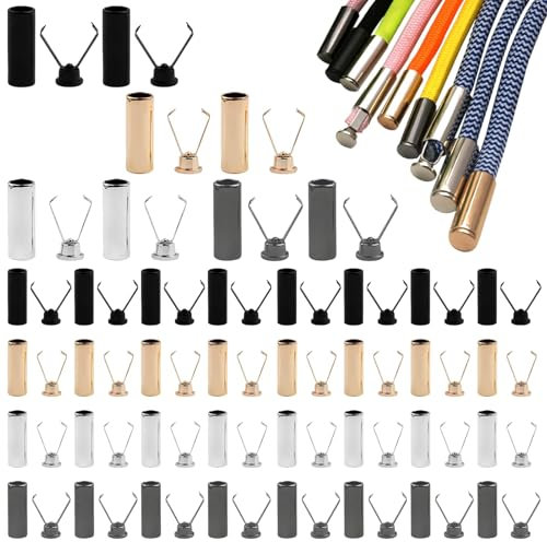40 Sets Kordelenden Metall,Kordelenden,4 Farben Kordel Endstück Metall Qualitätslegierungen Kordelstopper,Schnürsenkelspitzen,Kordel Für Hoodie,Rope Laces Für Schnürsenkel Zubehör DIY Design