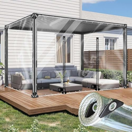 Tende trasparenti impermeabili con cerniera per gazebo, patio, pergola, spessore 0,5 mm, 250 x 300 cm