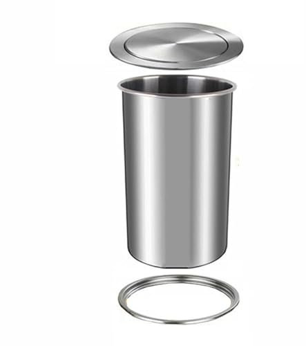 MRBVAOXVD Rubbish Bins,Built-In Garbage Can with Flip Lid, round Stainless Steel 9/12 Liters Waste Bin Built-In Flap Garbage Can for Cabinet, Workitable, Workshop, Bar/9L