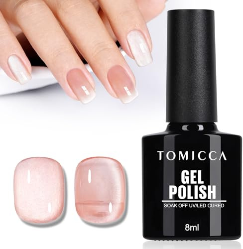 TOMICCA UV Nagellack 9D Cat Eye Nude 8ml für Nail Art | Cat Magnetic， Soak Off UV/LED Gel Nagellack, Glänzend und Langanhaltend, für Nail Art im Salon und zum Selbermachen
