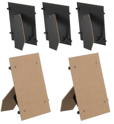 YELARXI Easel Back, Picture Frame Back Stand, Replacement Picture Frame Board with Metal Hinges Strap - Fitting for (6 DIY Photo Board - Art - Tile - Wall) 5 Pcs & Black
