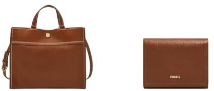 FOSSIL Damen Carmen Braune Ledertasche und Logan Portemonnaie, Set