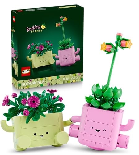 LEGO Botanicals Piante Dondolanti - Set di Fiori Artificiali con 2 Piante Finte e 2 Vasi Color Pastello - Decorazione da Camera da Letto Fai da Te - Idea Regalo per Bambine da 9 Anni e Adulti - 11506