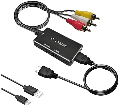 SVVOMALCLO RCA to HDMI Converter - AV to HDMI Adapter with 720P/1080P Video Upscaling - Supports PAL/NTSC Compatible with PC, Laptop, TV, WII, Xbox, PS2, PS3, STB, VHS, VCR