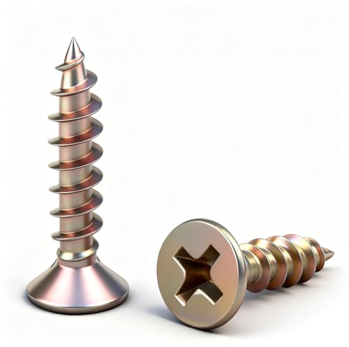 QANCEN 50 piezas Tornillos Autorroscantes para Madera, Cabeza Avellanada en Cruz M5x16mm, Tornillos de Cabeza Plana Adecuados para Proyectos de Bricolaje y Muebles