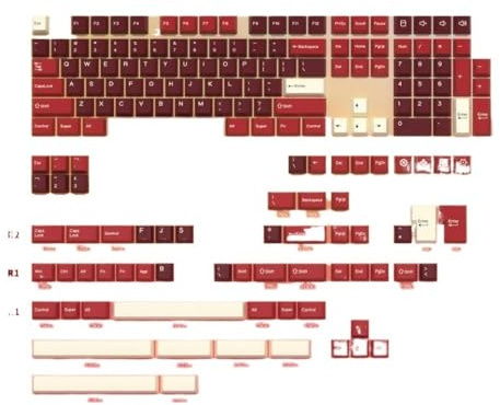 ZenithRide KBDiy Double Shot PBT Profile ISO Keycaps Compatible with Retro Mechanical Keyboards GMK67 And Similar Kits(GMK Red Samurai)