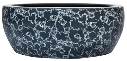 Keramik Waschbecken Schwarz und Blau, Rund Ø41x14 cm – Modernes Aufsatzwaschbecken für Bad und Küche, Langlebig und Pflegeleicht