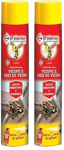 PROTEMAX PESTNET SNIDO – 1 pz Insetticida a Lungo Raggio per Vespe e Calabroni 4 m – Spray per Insetti e Nidi di Vespe 750 ml – Azione Abbattente e Residua – Pronto (Confezione da 2)