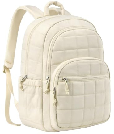 ZERVANE Backpack Womens Travel School Bags, Waterproof Lightweight 15.6 Laptop Bag for Business Work School Homework, College Daypack for Boys Girls Students Beige Packs (beige)