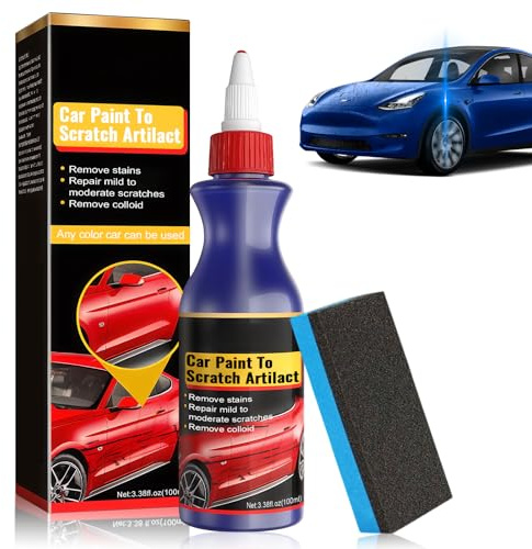 Quita Arañazos Coche, Abrillantador Coche 100ml con Esponja, Cuidado de Carrocería para Conductores, Ayuda a Atenuar Rayaduras Ligeras en la Mayoría de Pinturas