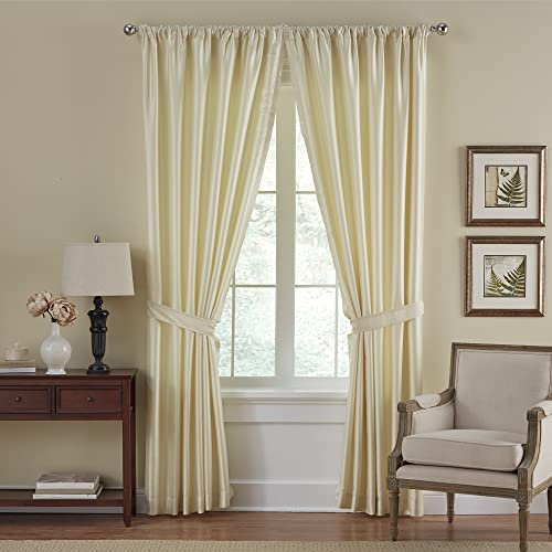 Elrene Home Fashions Versailles Vorhang aus Kunstseide, verdunkelnd und energieeffizient, mit Stangentasche, Fenstervorhang, Stoff, elfenbeinfarben, 52 in x 108 in (1 Panel)