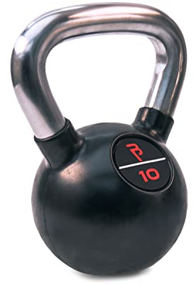 BODYPOWER 10kg Black Rubber Coated Kettlebell with Chrome Handle