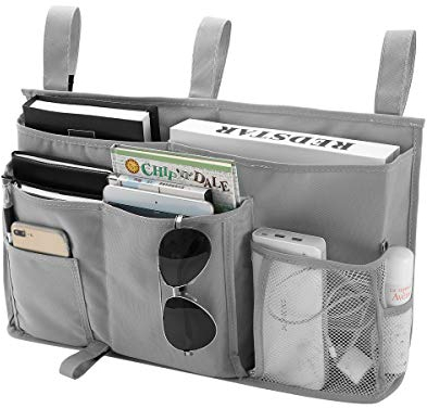 Bseash Bunk Bed Organizer - Hanging Bedside Caddy with 8 Pockets, for College Dorm, Hospital & Baby Beds - 600D Oxford Cloth (Gray)