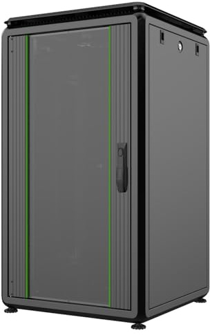 Logon RDL20U66BL 20U 600kg Black Freestanding Rack - Shelves (600kg, Freestanding Rack, 20U, Steel, Glass, Black)
