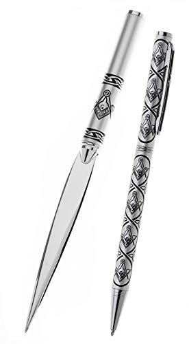 Kugelschreiber- und Brieföffner-Set Freimaurer-Design, in Geschenkbox