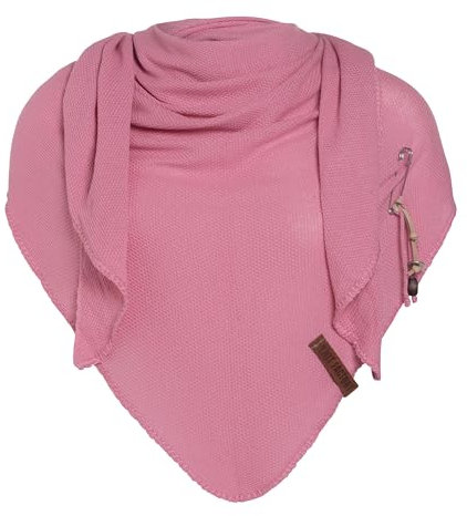 KNIT FACTORY - Lola Dreieckstuch - Fein Gestrickter Damen Schal - Tuch Schal - Für Frühling und Sommer - Baumwollmix - Coral - 190x85 cm