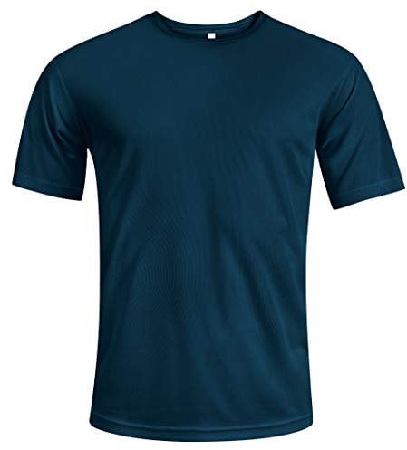 MKR Quick Drying Breathable Cooling Short Sleeve Sports T-Shirt with UPF40+ Sun UV Protection (Deep Blue, XL)