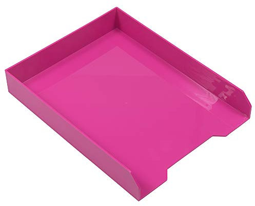 JAM PAPER Stackable Paper Trays - Pink - Desktop Document, Letter, & File Organizer Tray - Sold Individually