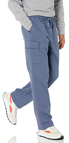 Amazon Essentials Pantalon de Survêtement Cargo en Polaire à Ourlet Ouvert Homme, Indigo, XL