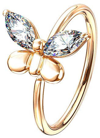 Continuous Ring Piercing Schmetterling mit Zirkonia Glitzer Kristallen Septum Tragus Helix Nase Lippe Nasenring Ohr Knorpel Rosegold