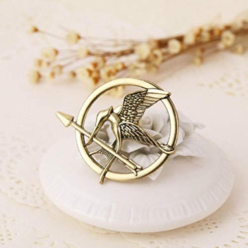1Pcs Modeschmuck Film Die Tribute von Panem Tiere Vögel Broschen Abzeichen für Frauen Mann Kleidung Rucksack Symbol Brosche Stifte, Antik vergoldet