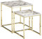 FineBuy Design Beistelltisch 2er Set Marmor Optik Eckig, Couchtisch 2-teilig Tischgestell Metall, Kleine Wohnzimmertische, Moderne Satztische Quadratisch