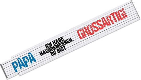 Zollstock mit Spruch Papa, ich habe nachgemessen - du bist grossartig! - kleine Geschenke zum Vatertag, Geburtstag | Geschenkidee für Hobby-Handwerker, Heimwerker