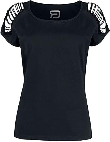 RED by EMP Damen Schwarzes T-Shirt mit Cut-Outs an den Ärmeln M