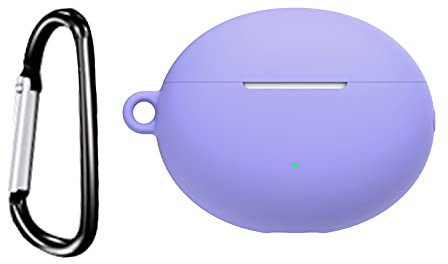 Custodia per auricolari wireless Bluetooth Custodia per auricolari in morbido silicone con moschettone per Huawei Freebuds 4i, viola
