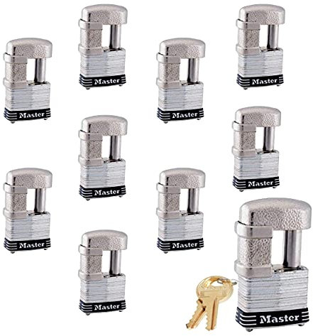 Master Lock - (10) Gleichschließende Anhänger- und Mehrzweck-Vorhängeschlösser mit 20 Schlüsseln, 37KA-10