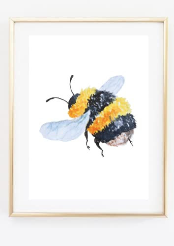 Din A4 Kunstdruck ohne Rahmen - Hummeln - Biene Bienen Insekt Aquarell Imker Druck Poster Bild Geschenk