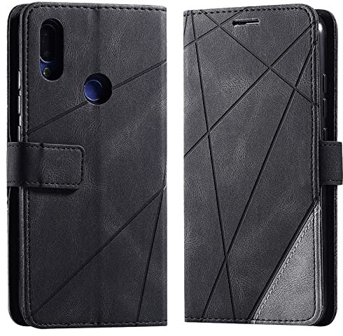 Vankii Funda para Xiaomi Redmi Note 7/ Redmi Note 7 Pro, Billetera Carcasa Protectora Libro Tapa Silicona Bumper PU Cuero Cartera Case Flip Cierre Magnético Leather Soporte Wallet Cover (Negro)