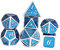 Yourandoll 7 STÜCKE Zinklegierung Metall Würfel Polyeder Würfel D20 D12 D10 D8 D6 D4 für Dungeons und Dragons DND RPG MTG Würfel Tischspiele 16mm (Blau Silber)