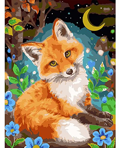 jieyisier Fuchs Malen Nach Zahlen,Fox Malen Nach Zahlen Erwachsene, für anfänger, Zuhause Wanddekoration 16x20 Zoll