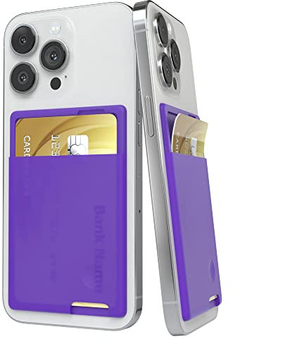 EAZY CASE Smartphone Kartenhalter aus Silikon zum aufkleben, starkhaftendes Kartenetui, selbstklebendes Kartenfach, Kreditkartenetui für Handys, Kartenhülle für Kreditkarte und EC-Karte, Lila